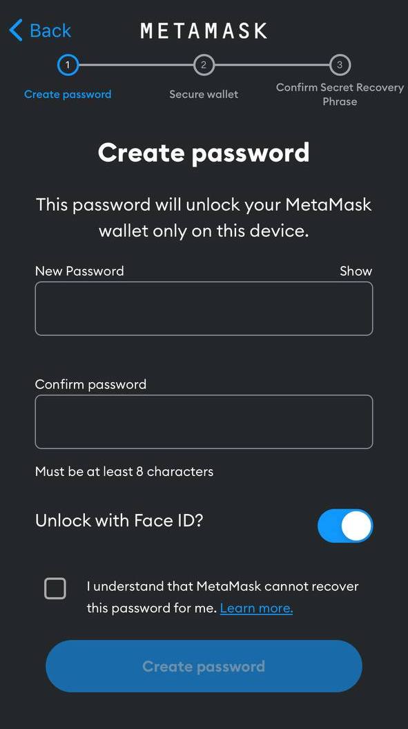enter login and password for Metamask